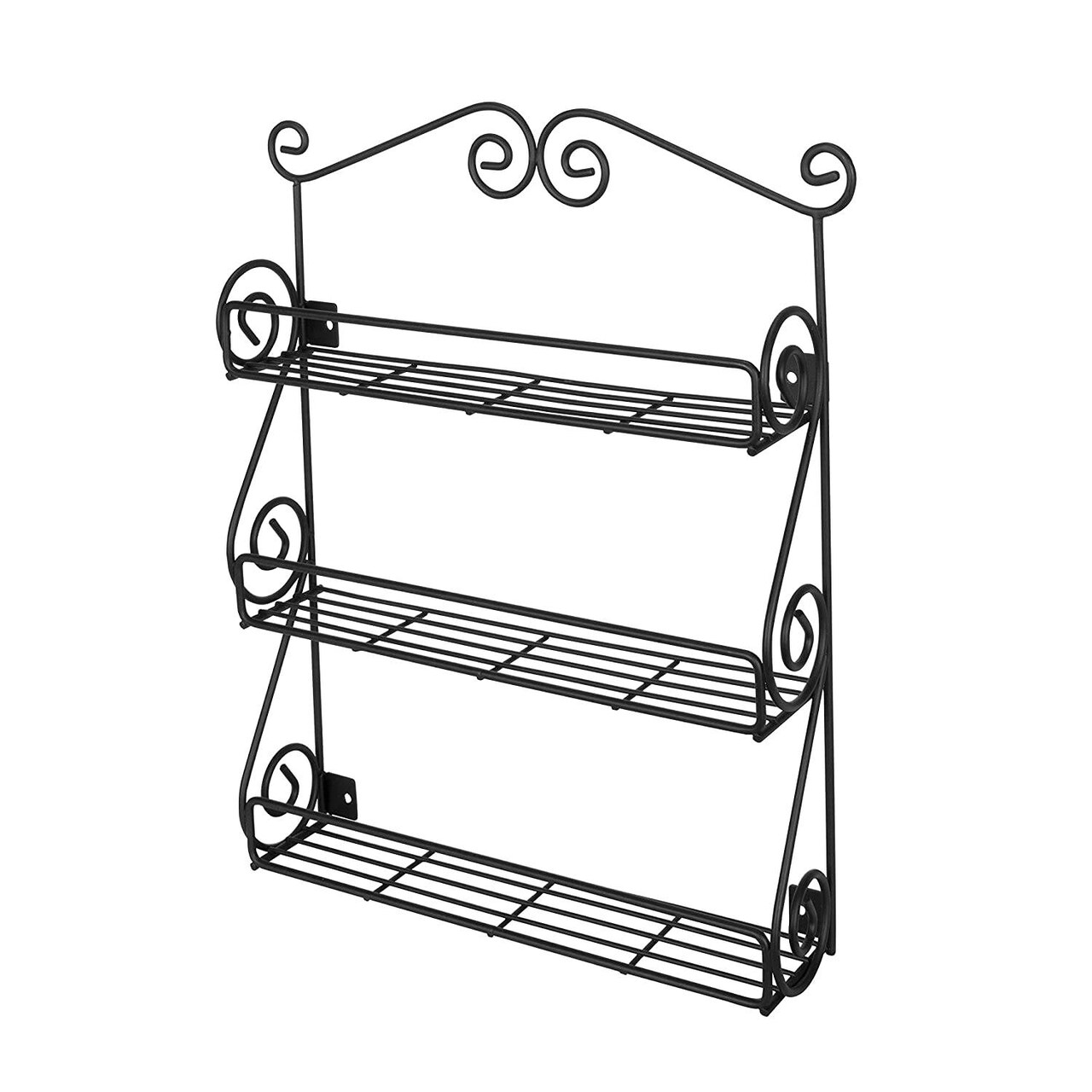 Spectrum Diversified Scroll Wall-Mounted Traditional Spice Rack Organizer for Cabinet & Kitchen, 3-Tier, Beauty & Nail Polish